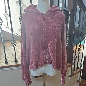Alice + Olivia Rose Chenille  Croped Hooded Pullover